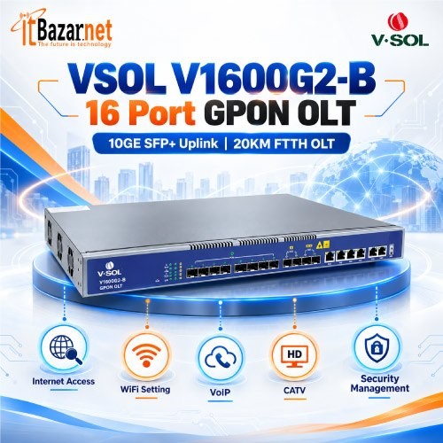 VSOL Gpon OLT V1600G2-B 16 Port Layer 3 OLT with 10G Uplink Image