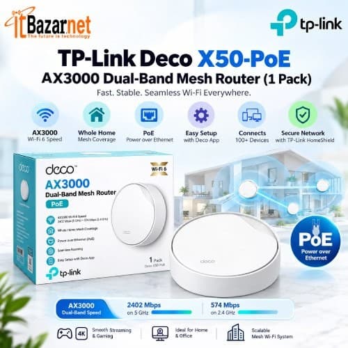 TPLink Deco X50PoE AX3000 WiFi6 Mesh Router 1Pack Image
