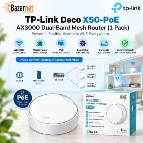 TPLink Deco X50PoE AX3000 WiFi6 Mesh Router 1Pack Image