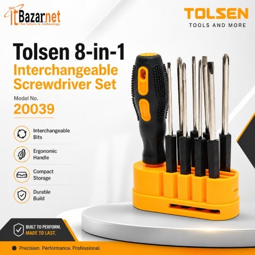 TOLSEN Screwdriver Set 8 in 1 Interchangeable M: 20039 Image