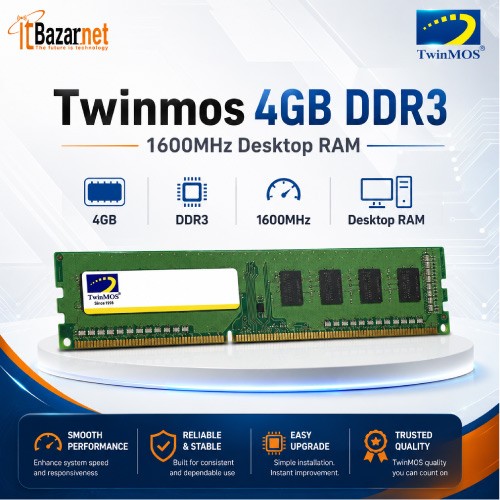 TwinMOS 4GB DDR3 1600MHz Desktop RAM