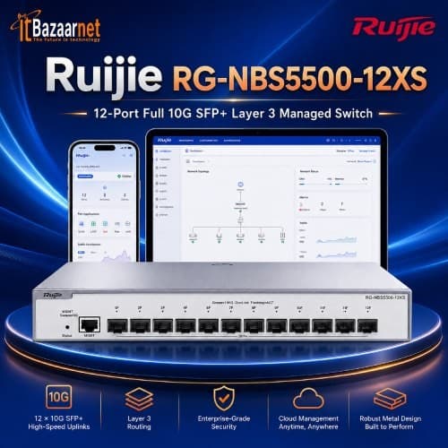 Ruijie 10G Switch RG-NBS5500-12XS 12Port Full 10G SFP+ Layer 3 Managed Switch Image