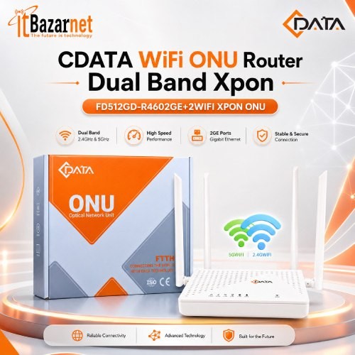 CDATA WiFi ONU Router Dual Band XPON FD512GD-R460 2GE Image