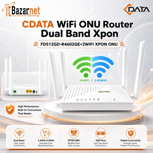CDATA WiFi ONU Router Dual Band XPON FD512GD-R460 2GE Image