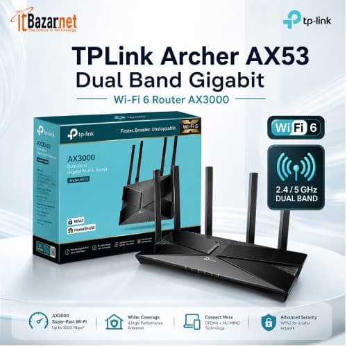 TPLINK Archer AX53 Dual Band Gigabit Wifi 6 Router AX3000 Image