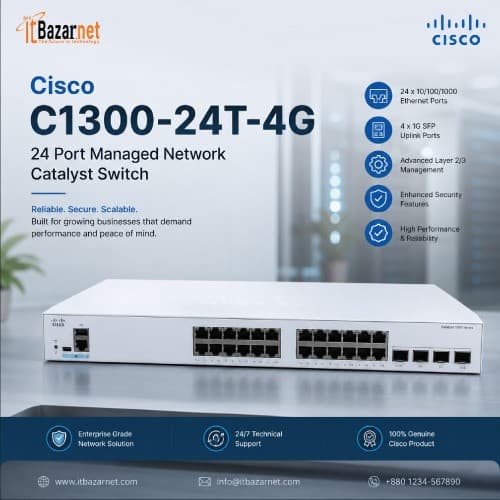 Cisco C1300-24T-4G 24 Port Managed Network Catalyst Switch Image