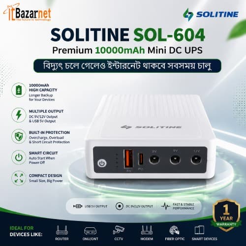 Solitine SOL-604 Premium 10000mAh Mini DC UPS Image