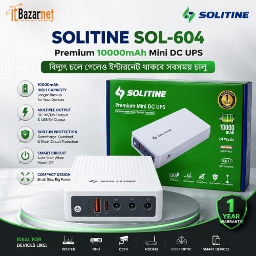 Solitine SOL-604 Premium 10000mAh Mini DC UPS Image