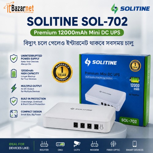 Solitine SOL-702 Premium 12000mAh Mini DC UPS