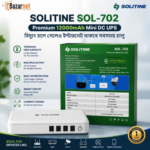 Solitine SOL-702 Premium 12000mAh Mini DC UPS Image