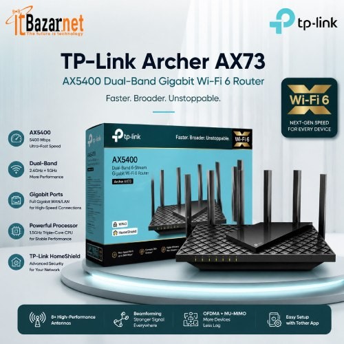 Tplink Archer AX73 AX5400 Dual Band Gigabit WiFi6 Router Image