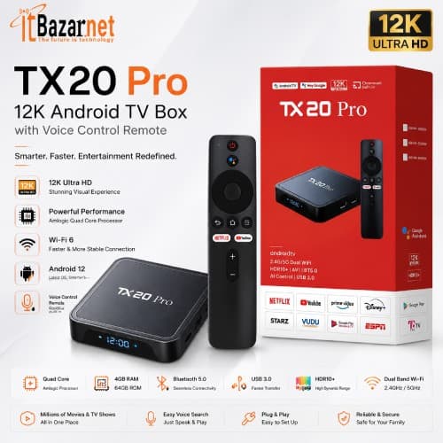 TX20 Pro 12K Android TV Box with Voice Control Remote Image