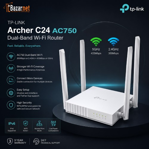 TP-Link Archer C24 AC750 Dual-Band Wireless Router Image