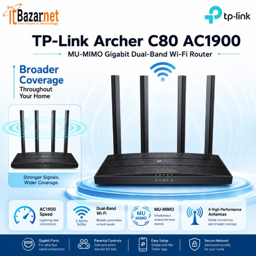 TP-Link Archer C80 AC1900 MU-MIMO Gigabit Dual-Band Wi-Fi Router Image