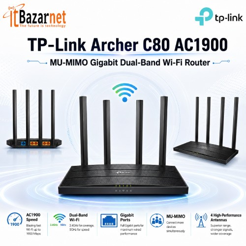 TP-Link Archer C80 AC1900 MU-MIMO Gigabit Dual-Band Wi-Fi Router Image