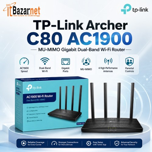 TP-Link Archer C80 AC1900 MU-MIMO Gigabit Dual-Band Wi-Fi Router Image