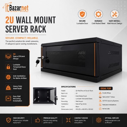 2U Wall Mount Server Rack Network Cabinet Image