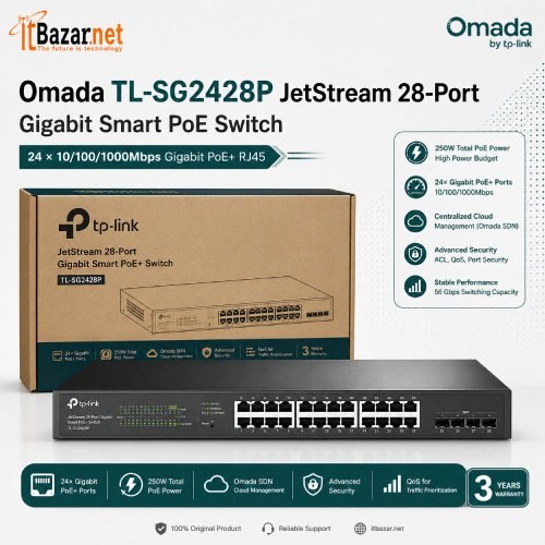 TPLink Omada TL-SG2428P 28-Port Gigabit Smart PoE+ Switch  24 PoE+ Ports