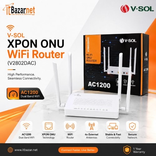 VSOL ONU ROUTER V2802DAC AC1200 XPON Dual Band WiFi 5 ONU Router
