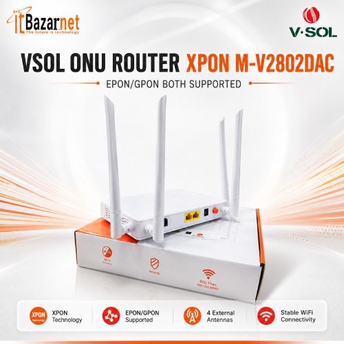 VSOL ONU ROUTER V2802DAC AC1200 XPON Dual Band WiFi 5 ONU Router Image