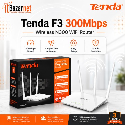 Tenda F3 300Mbps Wireless WiFi Router