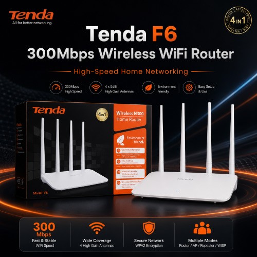 Tenda F6 300Mbps 4-Antenna Wireless WiFi Router