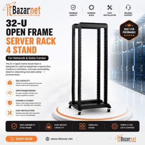 32U Open Server Rack Cabinet For Server & Networking Equipment Image