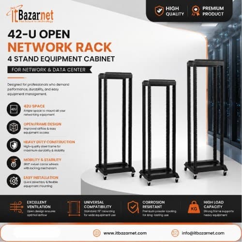 42U Open Server Rack 4 Stand 19 Inch Network Cabinet Image