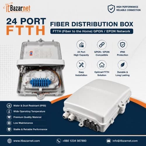 24 Port FTTH Fiber Distribution Box For EPONGpon Fiber Distribution Box Image