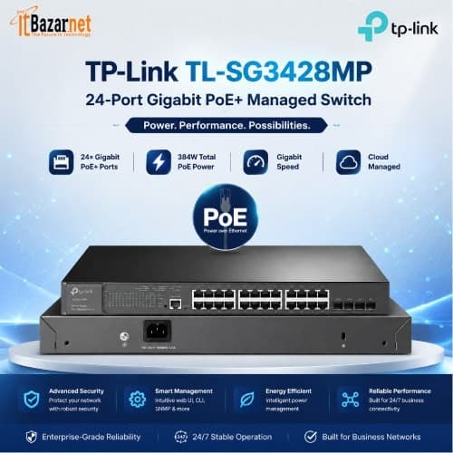 TPLink TL-SG3428MP 28-Port Gigabit L2+ Managed PoE+ Switch 24-Port PoE 384W Image