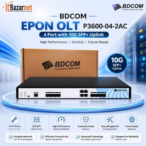 BDCOM EPON OLT P3600-04-2AC 4 Port with 10G SFP+ Uplink Image