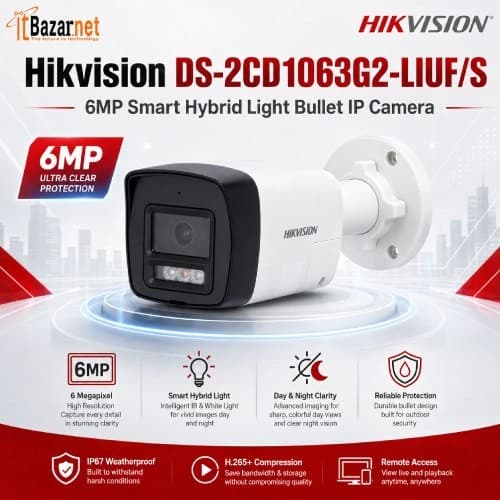 Hikvision DS-2CD1063G2-LIUF/S 6MP Smart Hybrid Light Bullet IP Camera Image