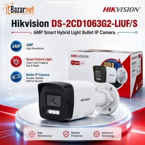 Hikvision DS-2CD1063G2-LIUF/S 6MP Smart Hybrid Light Bullet IP Camera Image