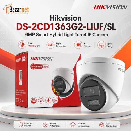 Hikvision DS-2CD1363G2-LIUF/SL 6MP Smart Hybrid Light Turret IP Camera Image