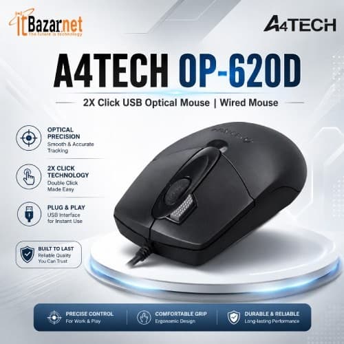 A4TECH OP-620D 2X Click Wired Optical Mouse Image