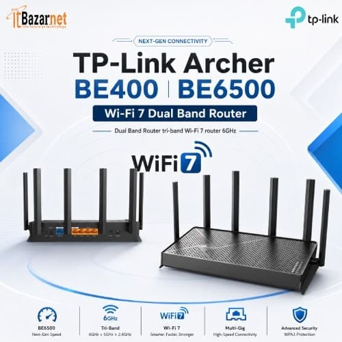 TPLink Archer BE400 BE6500 WiFi7 Dual Band Router Speed Up to 6.5 Gbps Image