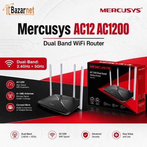 Mercusys AC12 AC1200 Dual Band WiFi Router Image