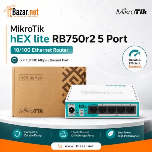 MikroTik RB750Gr2 hEX 5 Port Gigabit Router Image