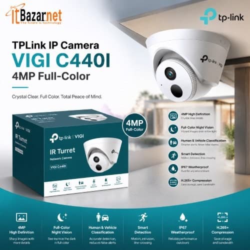 TPLink VIGI C440I 4MP Turret IP Camera fullcolor Night Vision Image