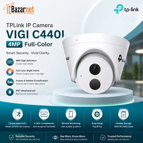 TPLink VIGI C440I 4MP Turret IP Camera fullcolor Night Vision Image