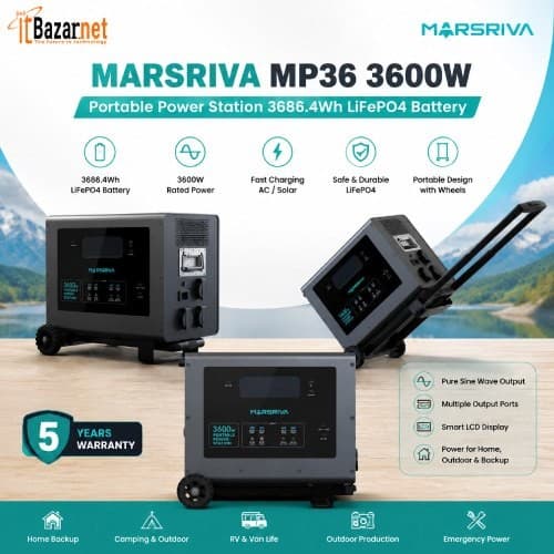 Marsriva MP36 Portable Power Station 3600W 3686.4Wh LiFePO4 Battery Image