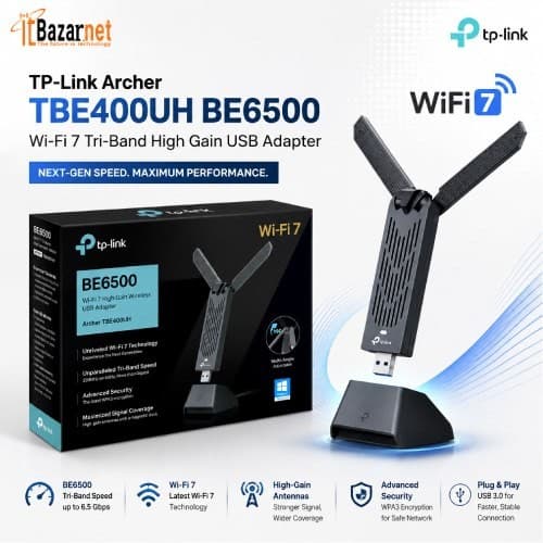 TPLink USB Adapter Archer TBE400UH BE6500 WiFi7 Tri Band High-Gain Image