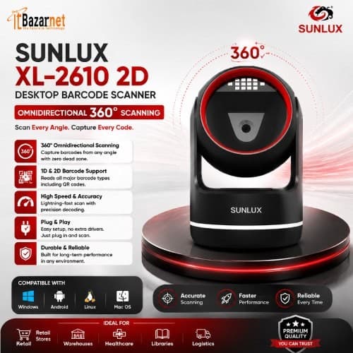 SUNLUX Desktop Barcode Scanner XL-2610 2D Image