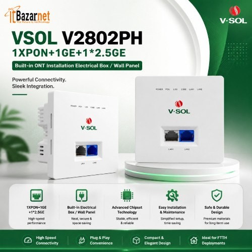 VSOL Wall Mount ONU V2802PH XPON ONU 1GE + 2.5GE Built-in ONT Image