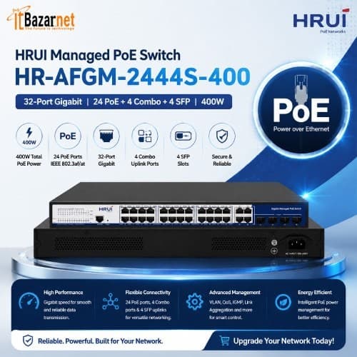 HRUI PoE Switch HR-AFGM-2444S-400 24 Port Gigabit Managed Switch Image