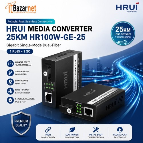 Gigabit Media Converter Hrui HR100W-GE-25-TR 25KM Image