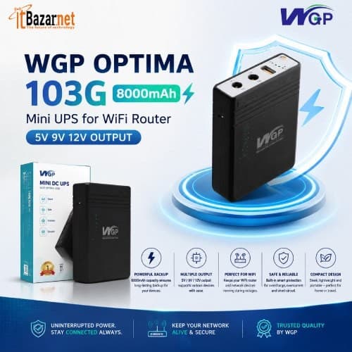 WGP Mini UPS OPTIMA 103G 8000mAh Mini UPS for WiFi Router 5V,9V,12V Output Image