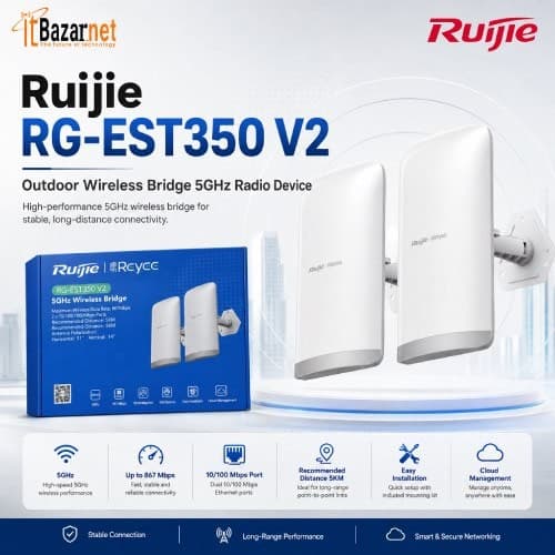 Ruijie Wireless Bridge RG-EST350 V2 5GHz 5KM 867Mbps Outdoor CPE Pair Image