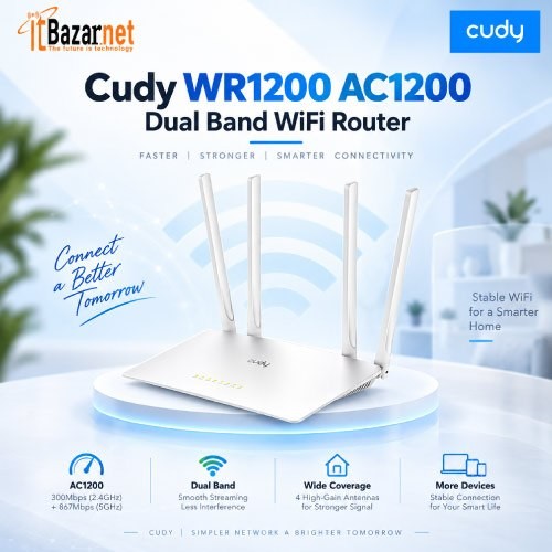 Cudy WR1200  WiFi Router AC1200 Dual Band 4 Antenna Image