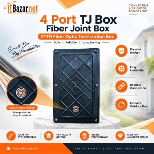 4Port TJ Box with Cap Fiber Optic Joint Box For FTTH Network Image